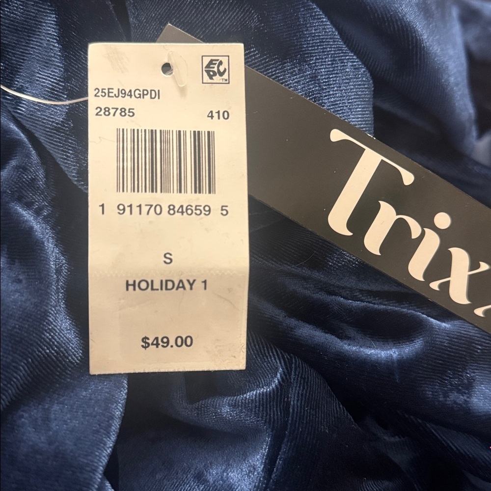Trixxi Juniors' Puff-Sleeve Faux-Wrap Velvet Dress Blue NWT Prom Occasion Party - Picture 7 of 9